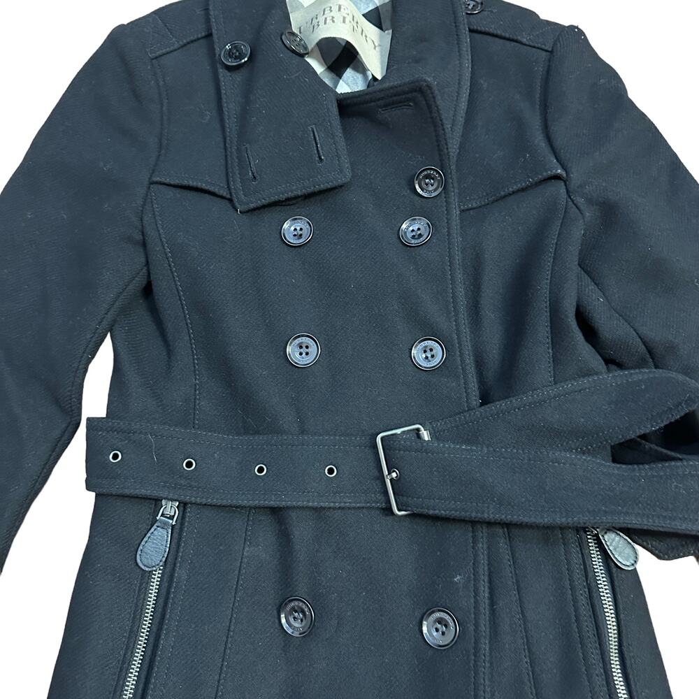 Burberry Brit Double Breasted Belted Virgin Wool Trench Coat - Picture 3 of 13